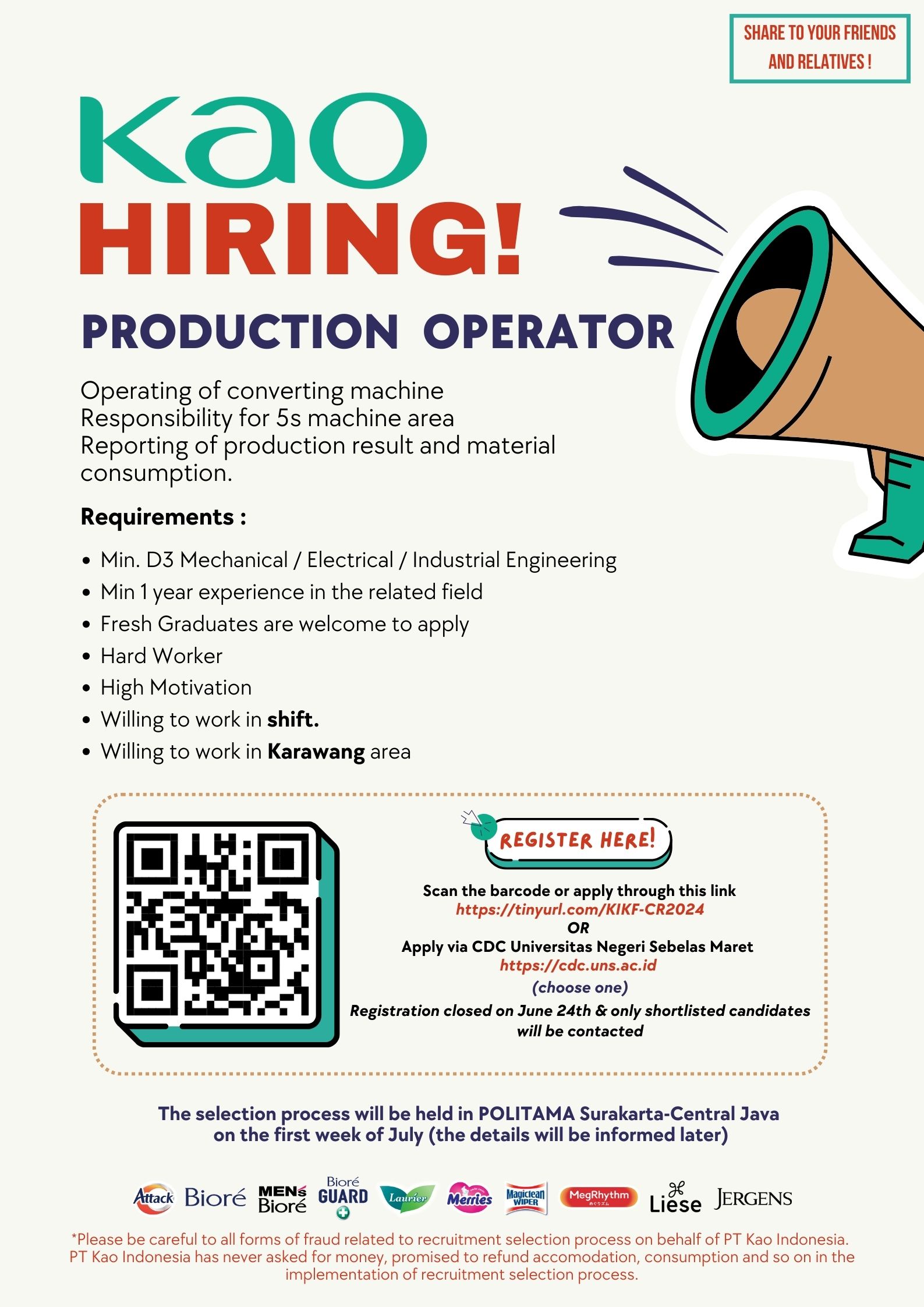 Job Vac Kao Indonesia Op. Produksi